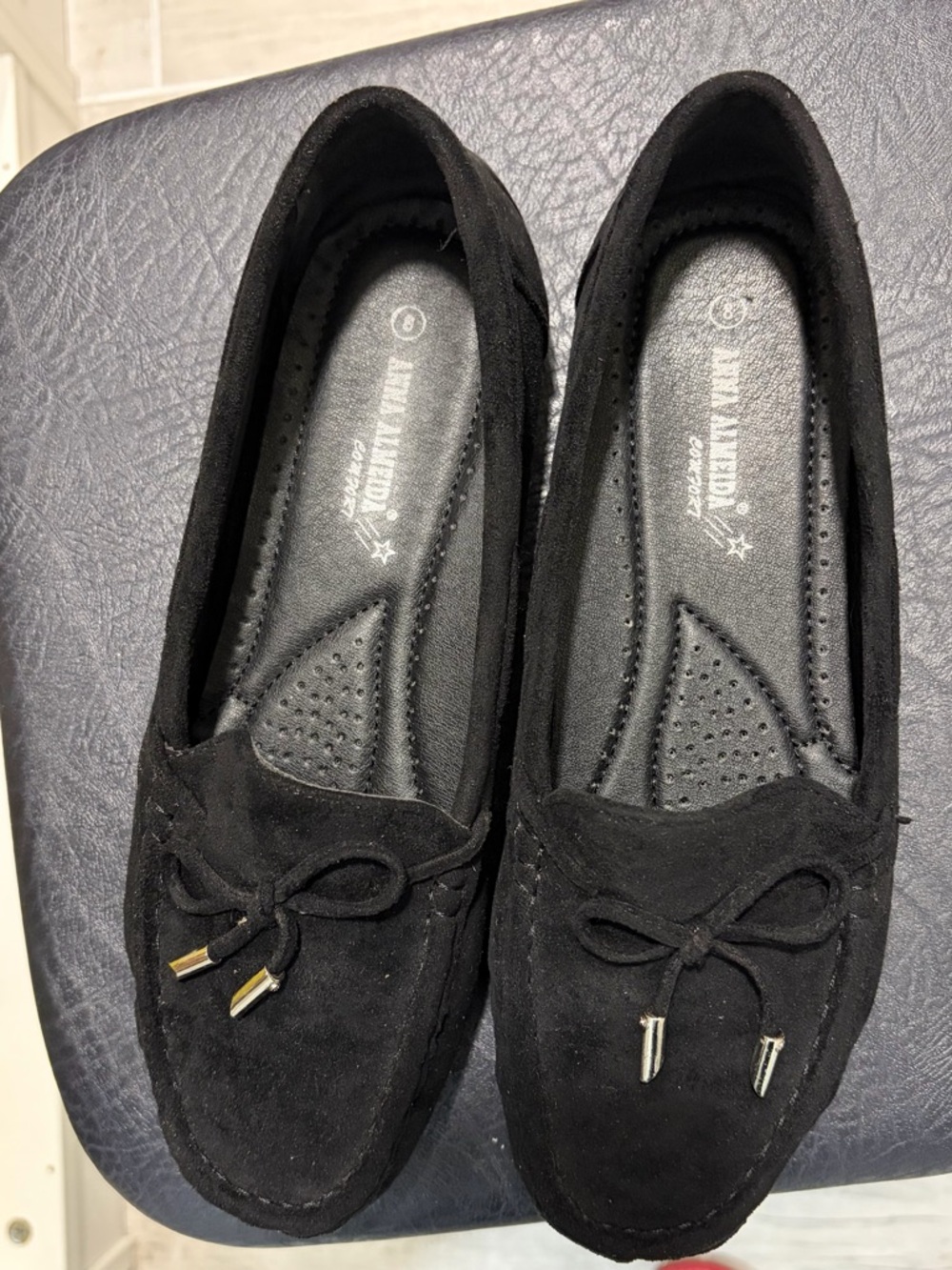 Black Women's Slip-On Faux Suede Moccasin Loafers